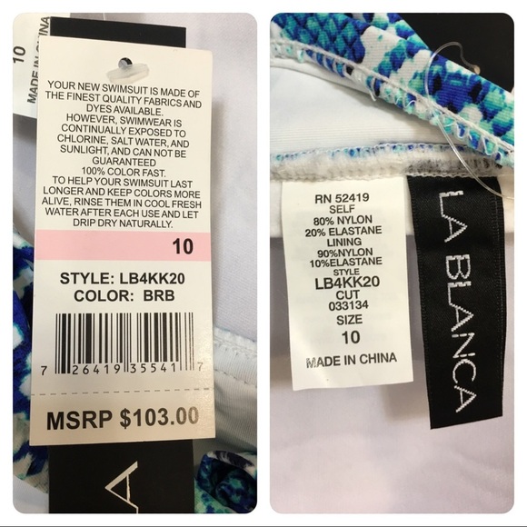 NWT! La Blanca Serpentina Twist Front Swimsuit - Picture 6 of 6